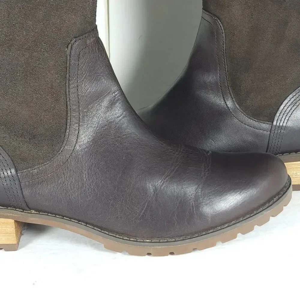 Timberland Women's Bethel Heights US9 Brown Leather Zip Knee High Riding Boots